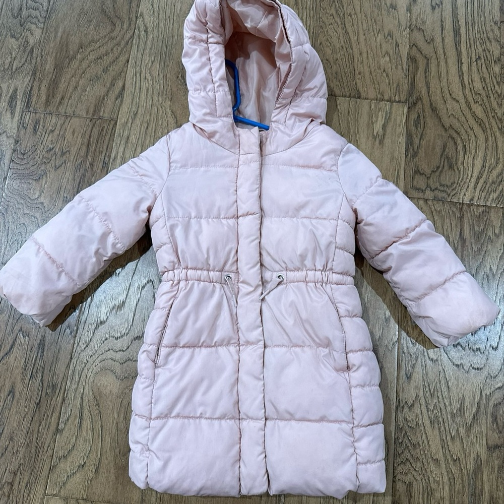 Pink Hooded Puffer Coat